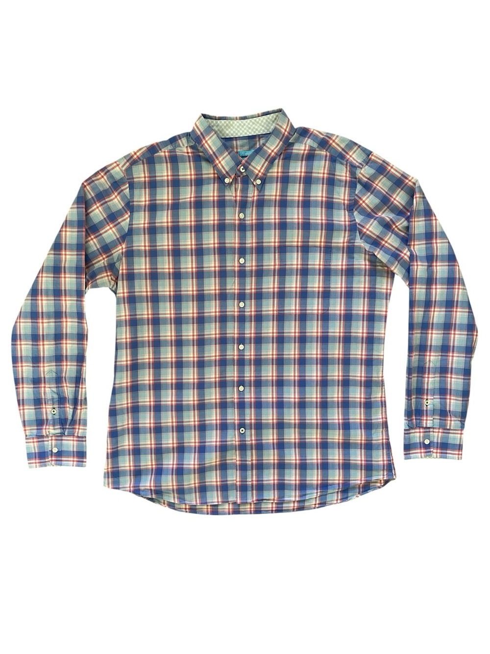 J. Mclaughlin Plaid Long-sleeve Button Down Men’s Size XL Business Casual Blue